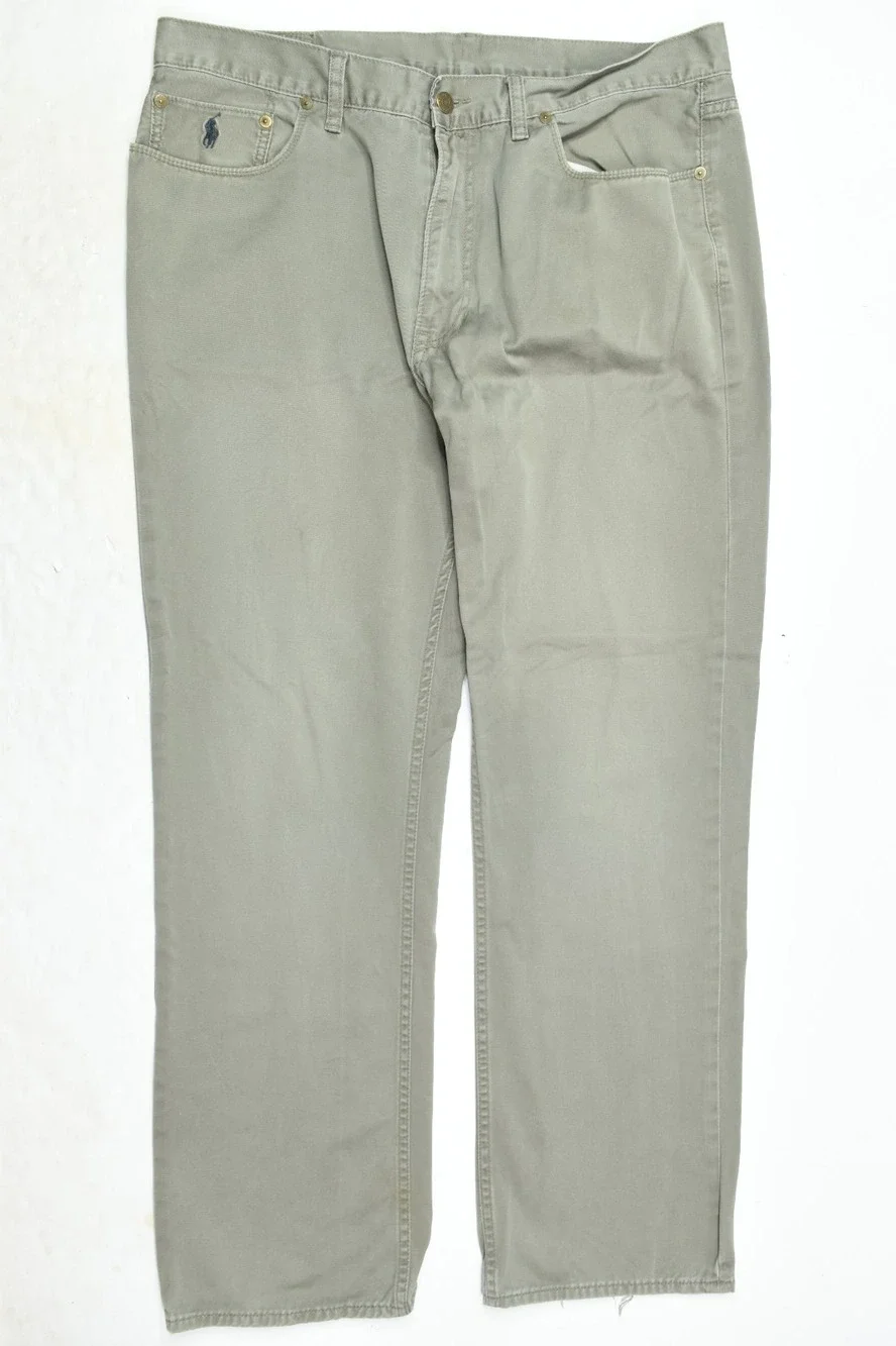 Polo Ralph Lauren 650 Pants Mens 38x32 Gray 100% Cotton Straight Leg 5-Pocket